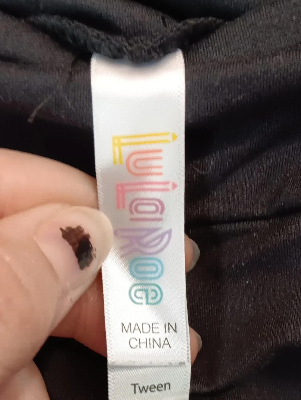 LuLaRoe Kids Black Leggings with Pink Ribbon Accents